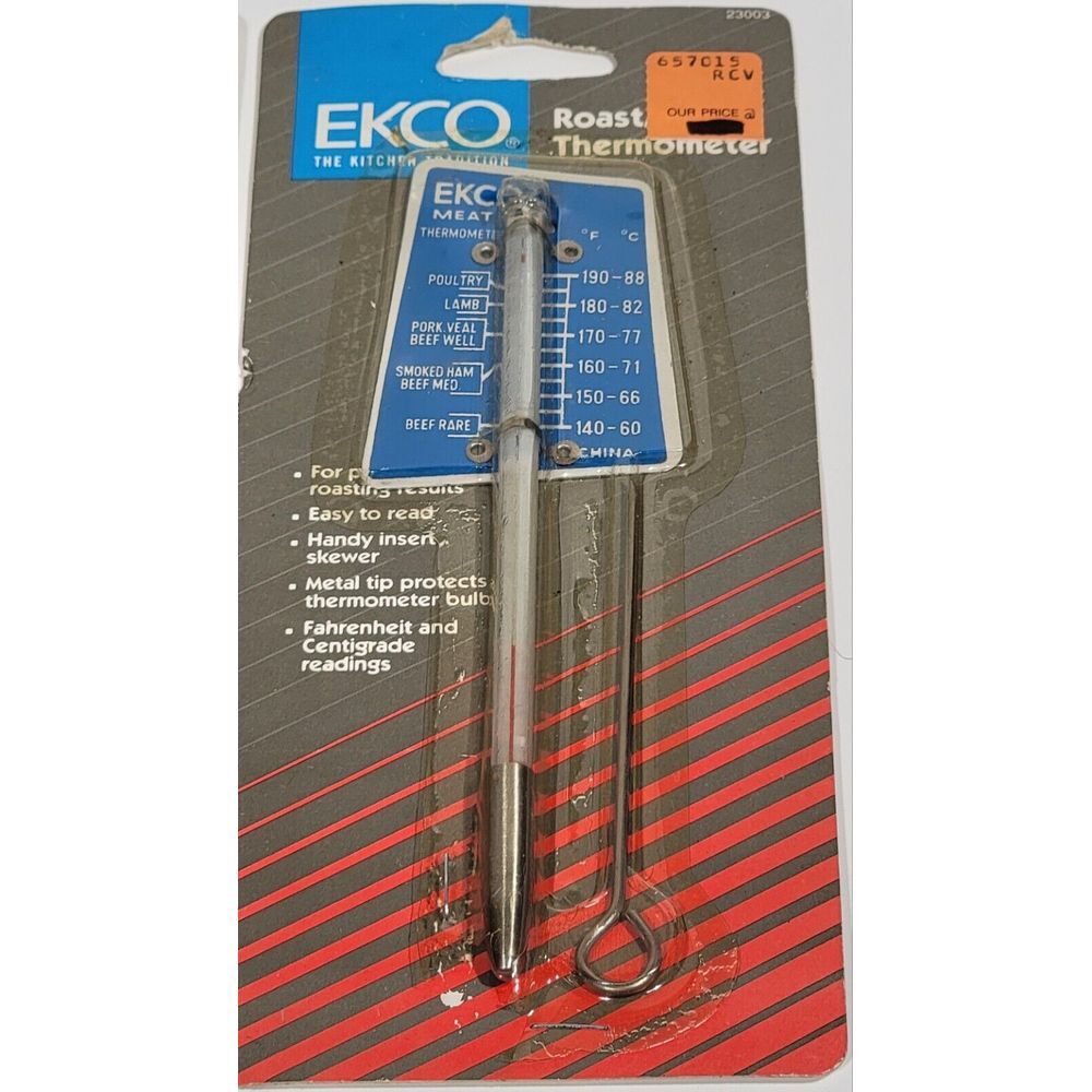 EKCO Thermometer & Skewer Vintage Blue Roast & Meat Temperature 23003 NOS 1990